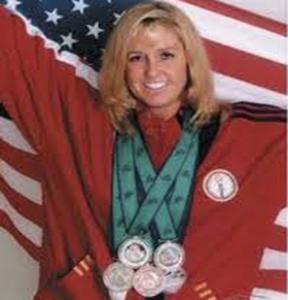 Trischa Zorn-Hudson with gold medals